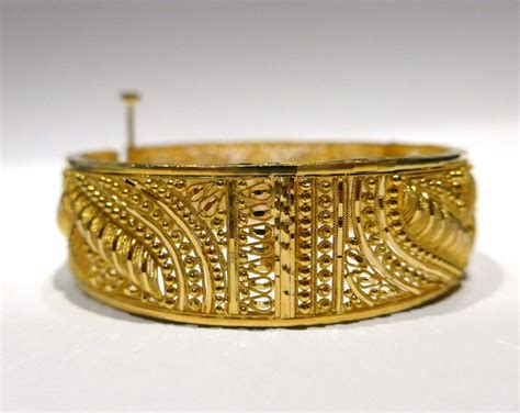 Vintage 21k Gold Bangle With Filigree Antique Gold Bangle Arabic