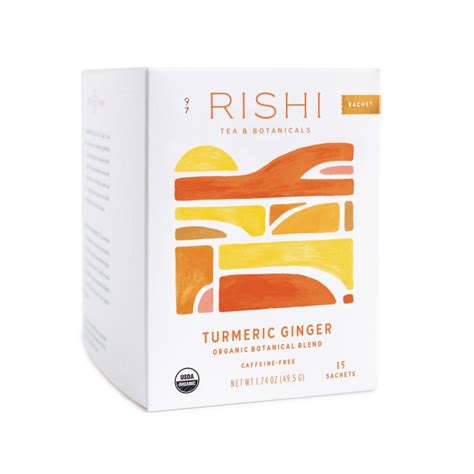 Rishi Tea Organic Herbal Tea Caffeine Free Turmeric Ginger 15 Sachet