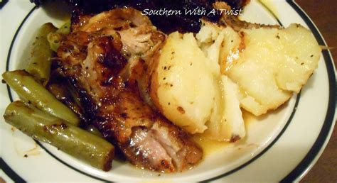 Place pork loin in a shallow roasting pan. Southern With A Twist: Greek Pork Loin with Red Potatoes ...