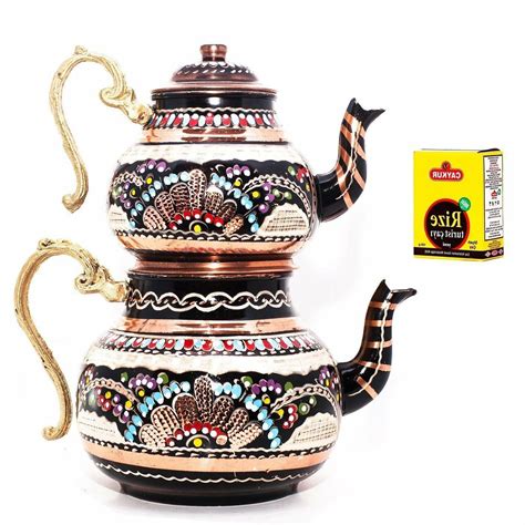 Turkish Traditional Tea Pot Handmade Handhammered Teapot Set