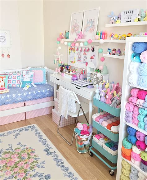 A Room Filled With Lots Of Crafting Supplies And Crafts On Shelves Next