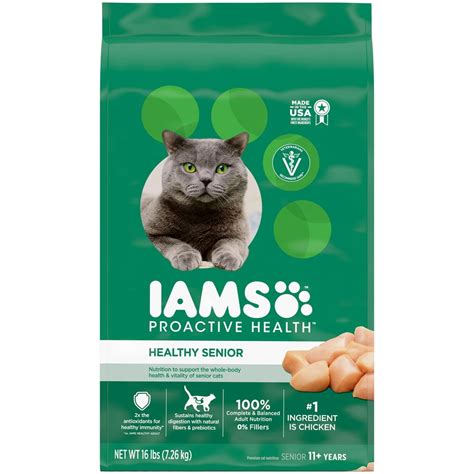 Iams Proactive Health Healthy Senior Dry Cat Food With Chicken 16 Lb