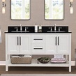 Sunjoy White 60 in. Transitional Style Double Sink Bathroom Vanity ...