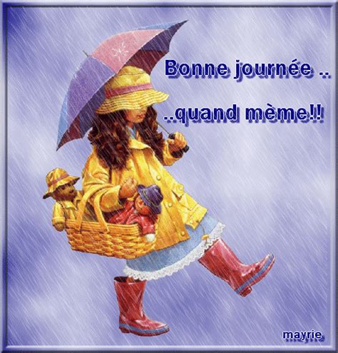 Météo images, photos, gifs et illustrations. "Bonne journée.... quand même!!" - Fillette sous la pluie...