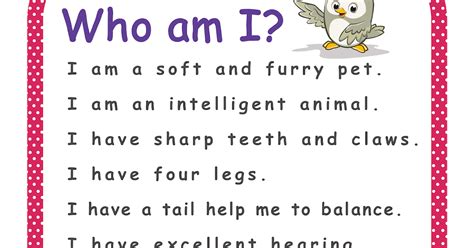 Guessing Game For Kids Who Am I I Am A Cat