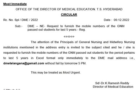 Attention Of The Principals Of General Nursing And Midwifery Nursing