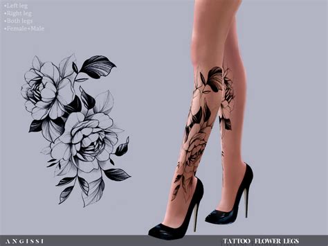 Tattoo Flower Legs By Angissi From Tsr Sims 4 Downloads