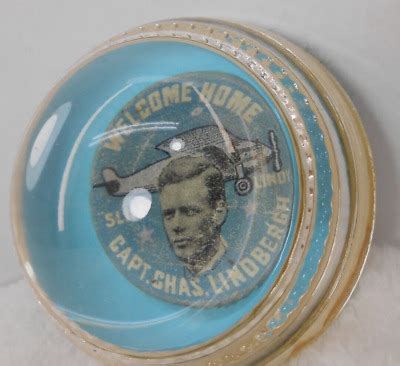 Antique Welcome Home Slim Lindy Capt Chas Lindbergh Souvenir Glass Paperweight Ebay