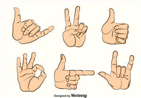 Hand Gestures Vector Set Hand Gesture Drawing Clip Art Vintage Mouth Animation