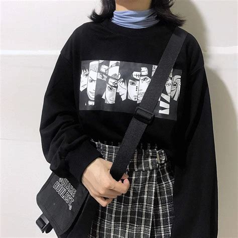 Anime Patch Black Oversized Sweatshirt Itgirl Shop