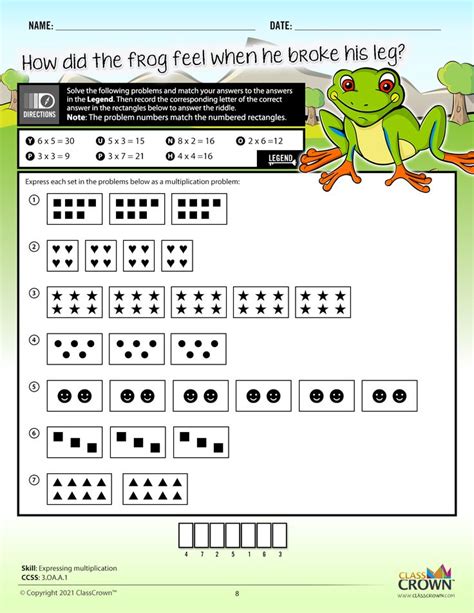 3rd Grade Math Expressing Multiplication Riddle Worksheet In 2021