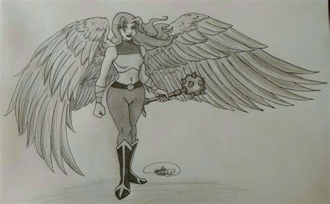 Hawkgirl Shayera Hol From Justice League Unlimited Drawing Art Wings