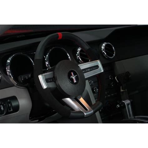 Accelatec Steering Wheel Black Leather With Red Stitching And Red
