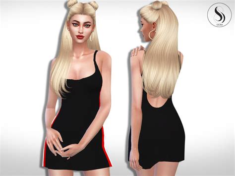 The Sims Resource New Style Strip Line Dress By Saliwa • Sims 4