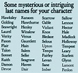 Intriguing last names for your character. | Writing inspiration prompts ...