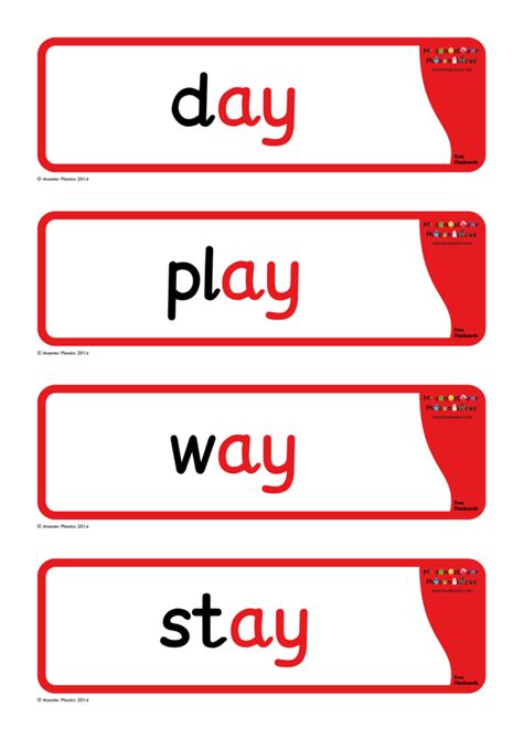 Ay Words Free Flashcards Monster Phonics