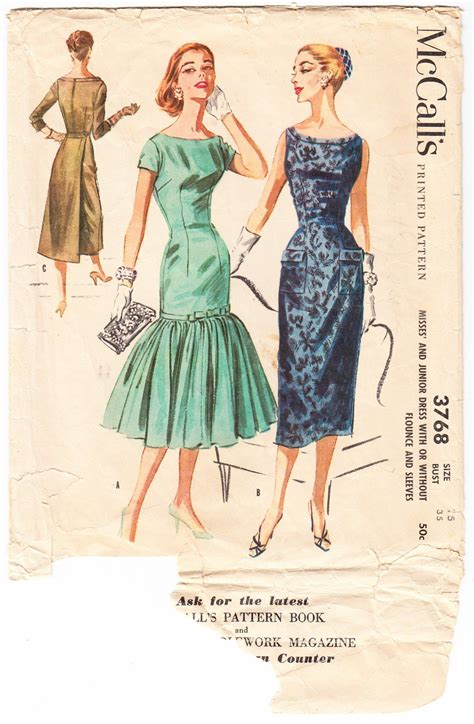 Vintage 1956 Mccalls 3768 Sewing Pattern Misses And Etsy Vintage