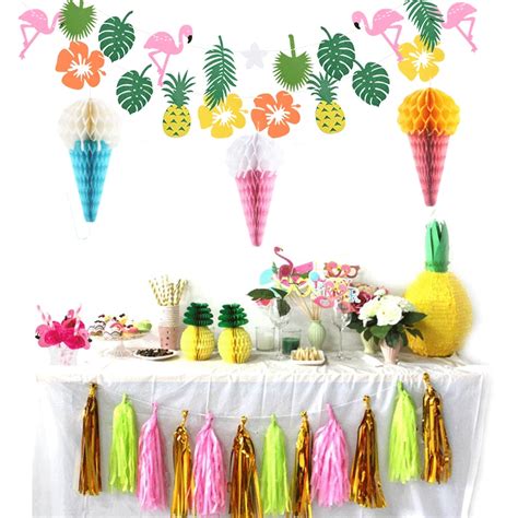 hawaii party luau flamingo party flamingo decoration pineapple summer party birthday hawaiian