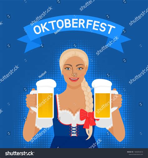 oktoberfest girl national dress beer stock vector royalty free 1466854610 shutterstock