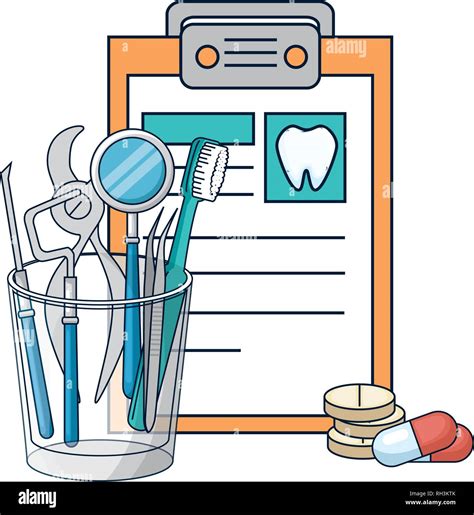 Dentist Tools In Glass And Clipboard Stock Vector Image And Art Alamy