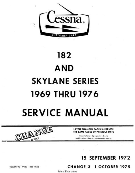 Getting the books cessna 152 service manual now is not type of challenging means. Cessna Model 182 & Skylane Series 1969 thru 1976 Service ...