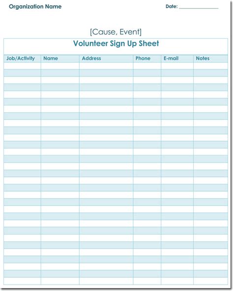 Signup Sheet Templates 40 Sheets 15 Types Word And Excel