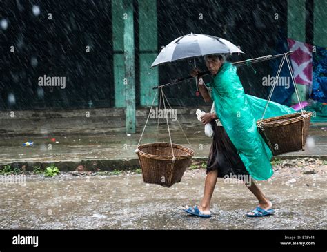 Heavy Rains During The Monsoon Season In Western Myanmar Stock Photo