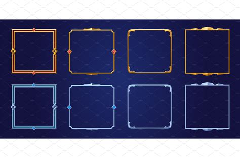 Set Of Square Ui Game Frames Graphic Objects ~ Creative Market