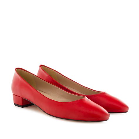 Heeled Ballet Flats In Red Nappa Leather Exclusive Women Leather