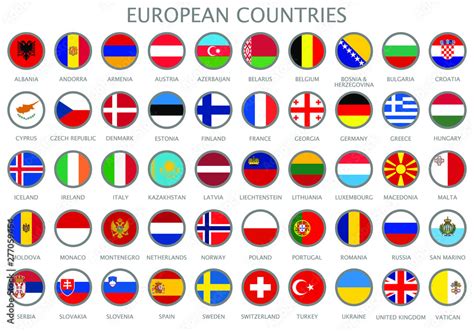 Fototapete All National Flags Of The European Countries In Alphabetical