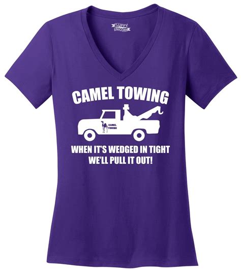 Camel Towing Funny Ladies V Neck Shirt Adult Humor Rude Truck Tow Sex