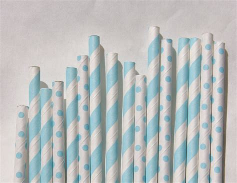 Baby Blue Paper Straws 100 Pack Light Blue Stripes And Light Blue