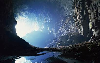 Cave Dark Landscape Cliff Water Huge Rock
