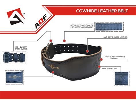 Aqf Weight Lifting Leather Belt 4 Cowhide Back Support Training