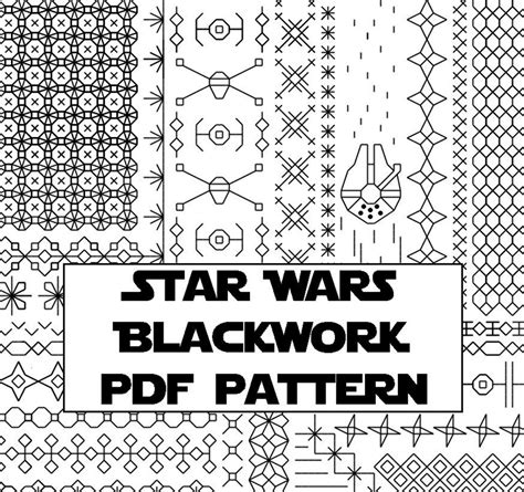 Star Wars Blackwork Embroidery Pattern Digital Cross Stitch Etsy Blackwork Embroidery
