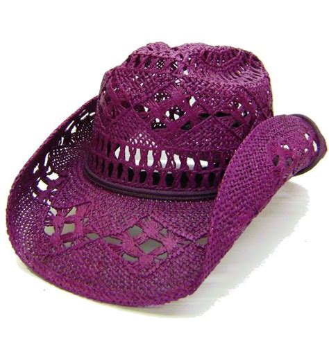 Modestone Womens Festive Straw Cowboy Hat Purple