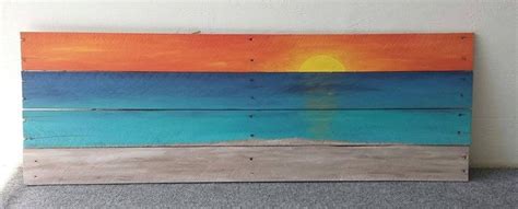 Sunset Pallet Painting 32x14 Pallet Painting Pallet Art Reclaimed