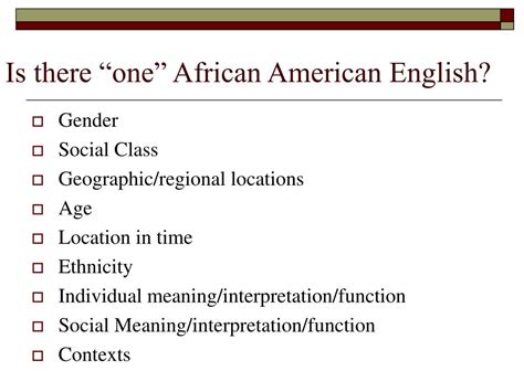 Ppt H 714 Language And Identity African American English Powerpoint