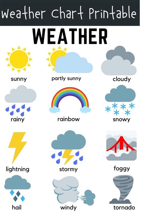 Weather Chart Printable Homeschooling Educational Poster Montessori