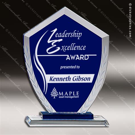 Tangelo Shield Glass Blue Accented Arrowhead Laurel Wreath Trophy Award