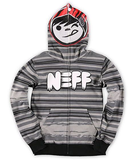 Neff Boys Configure Grey Stripe Full Zip Face Mask Hoodie Zumiez