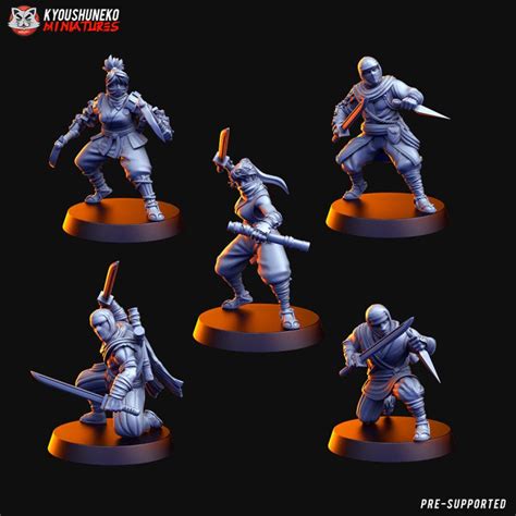 Ninjas Resin 3d Printed Miniatures Kyoushuneko Table Top Etsy