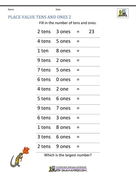 Free math worksheets for grade 1. Math Place Value Worksheets to 100