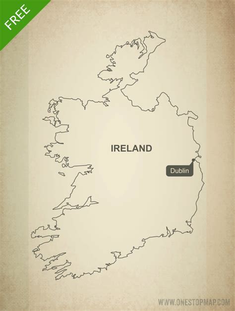 Free Vector Map Of Ireland Outline One Stop Map