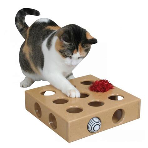 Smartcat Peek And Play Wooden Cat Toy Box 26 X 26 X 6cm