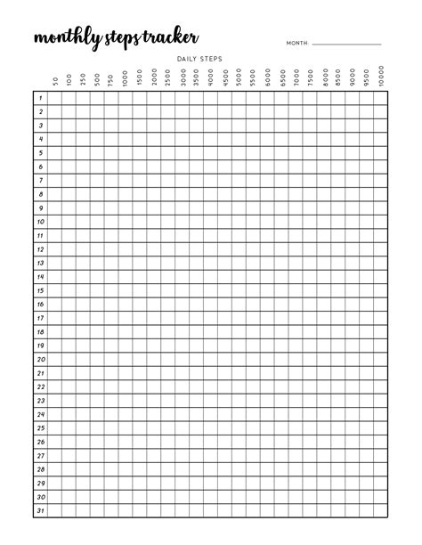 Free Printable Monthly Steps Tracker Template World Of Printables