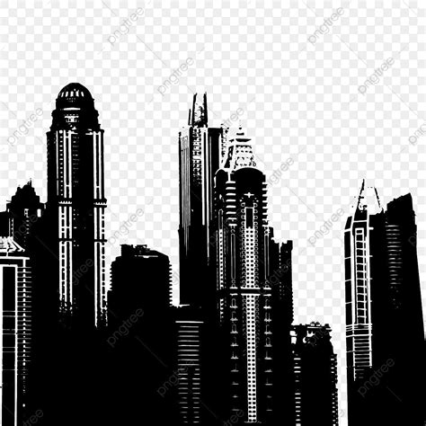 Gambar Sketsa Seni Bangunan Kota Desain Ilustrasi Hitam Clipart Kota