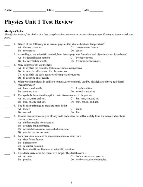 Unit 1 Nature Of Science Review Worksheet Answers