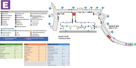 Boston Logan Airport Map Bos Printable Terminal Maps Shops Food