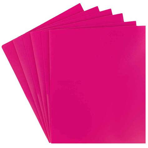 Jam Heavy Duty Plastic Two Pocket Presentation Folders Fuchsia Pink 6